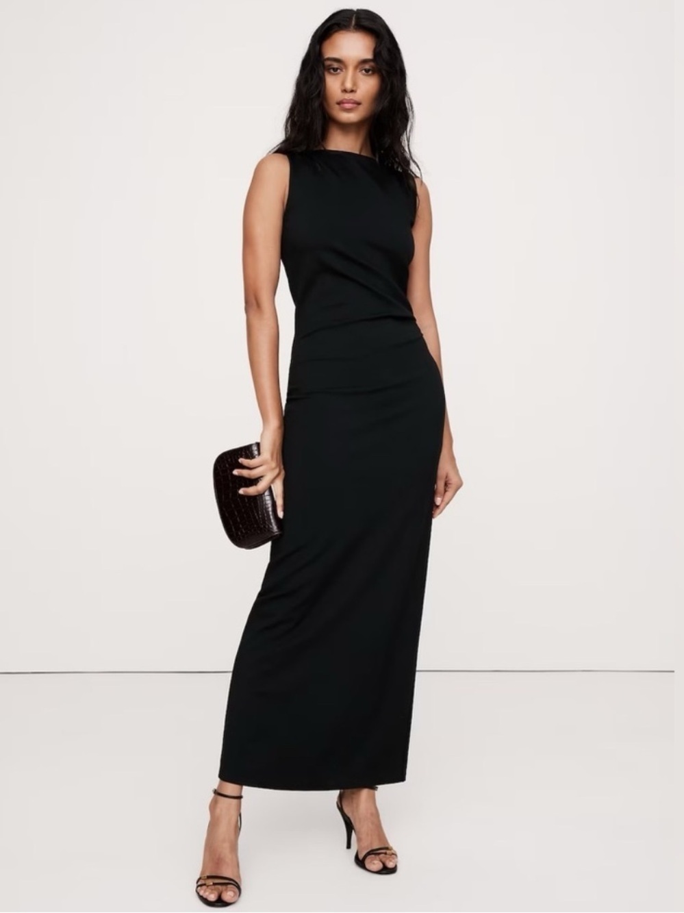 NWT! Banana Republic Black Lightweight Ponte Maxi Dress 604088 🔒